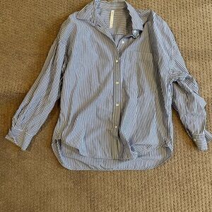 Babaton Navy and White Striped Casual Shirt